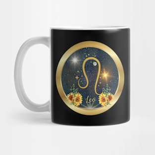 Leo the Lion symbol and Sunflowers Mug